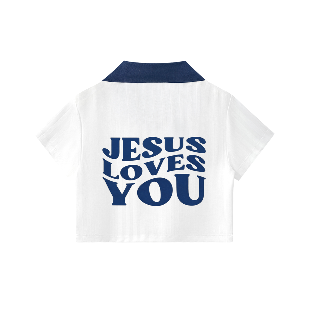 Contrast Collar Striped Cropped Jersey