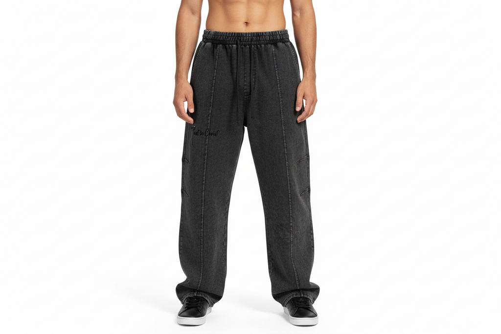 Snow Wash Drawstring Cotton Pants