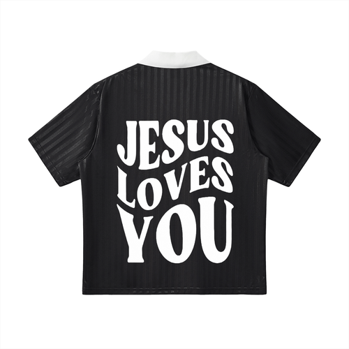 Contrast Collar Striped Soccer Jersey