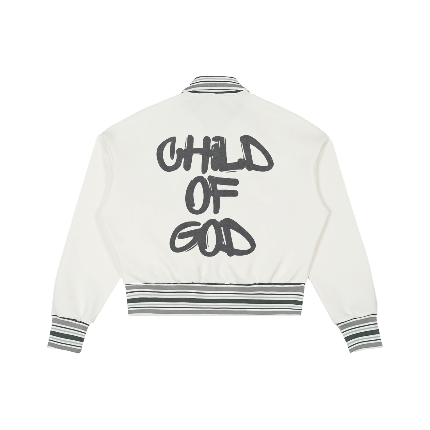 Striped Rib Collar Zip Jacket