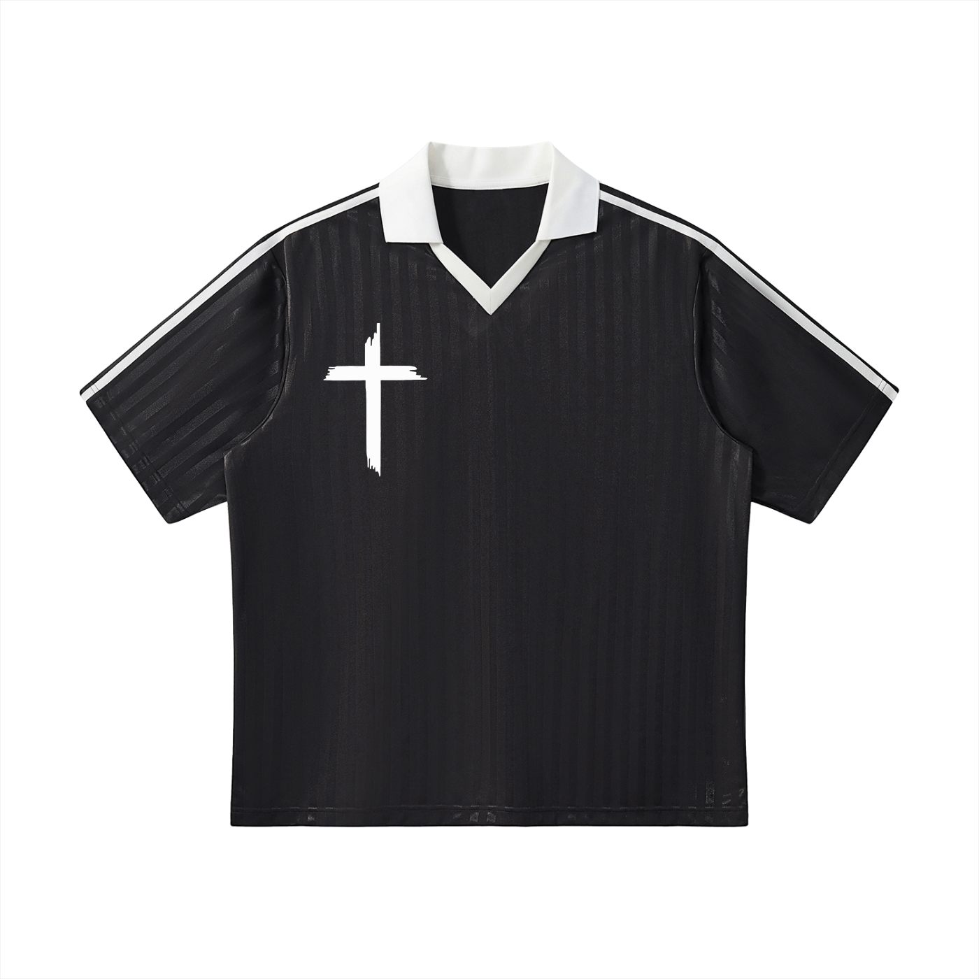 Contrast Collar Striped Soccer Jersey