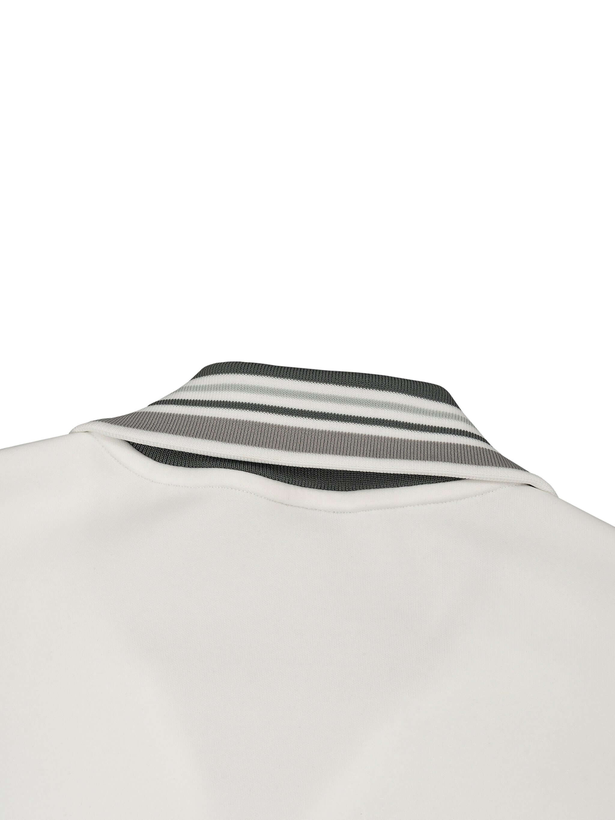 Striped Rib Collar Zip Jacket