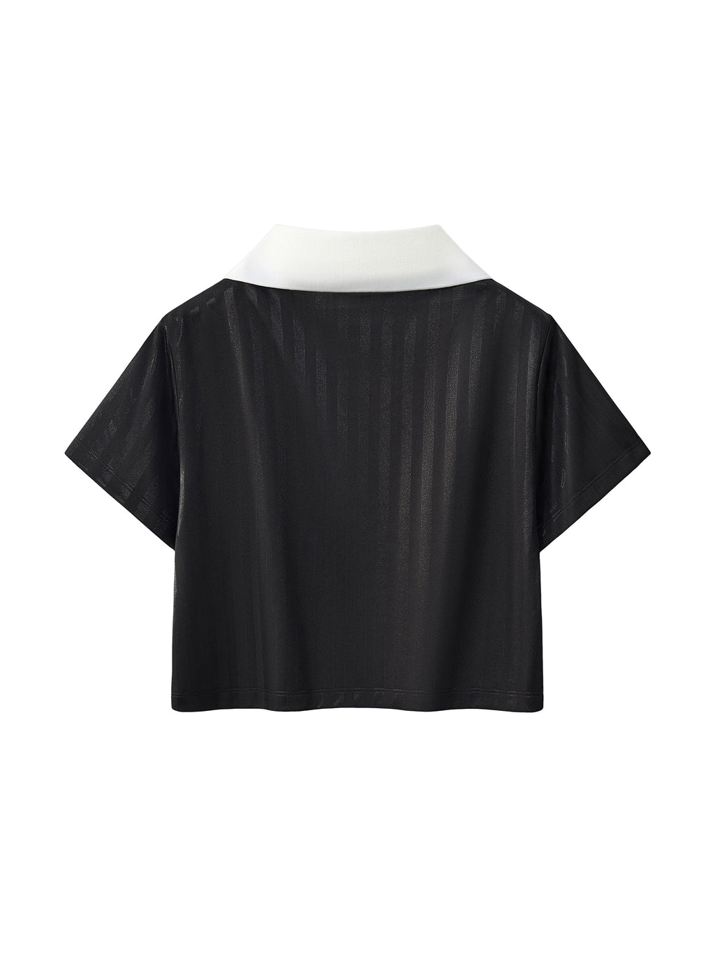 Contrast Collar Striped Cropped Jersey